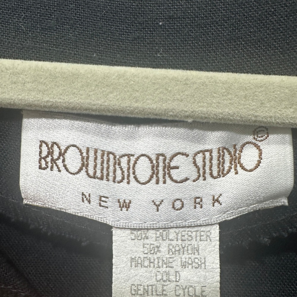 Vintage Brownstone Studio NY Black Button Front A-Line Pocket Dress Size 16 USA - Picture 4 of 9